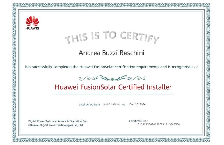 certificazione huawei bt energy
