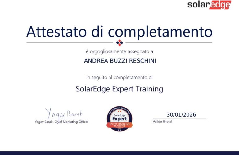 certificazione solaredge bt energy