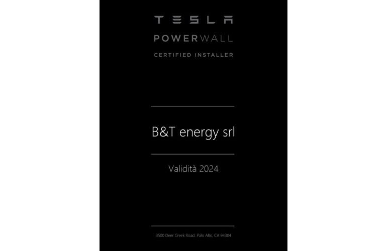 certificazione tesla bt energy